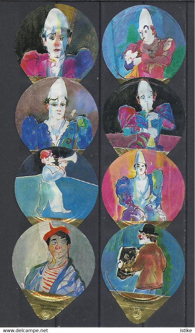 Switzerland, Coffee Cream Labels, Circus, Aquarels, Lot Of 15. - Milk Tops (Milk Lids)