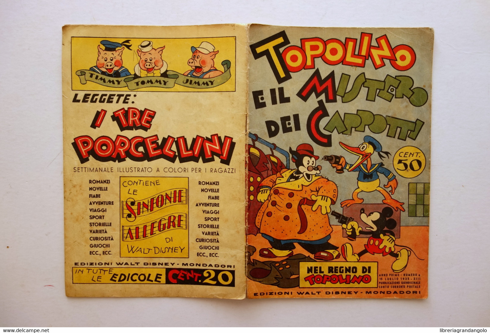 Topolino E Il Mistero Dei Cappotti Walt Disney Mondadori Albo N. 4 1935 - Andere & Zonder Classificatie