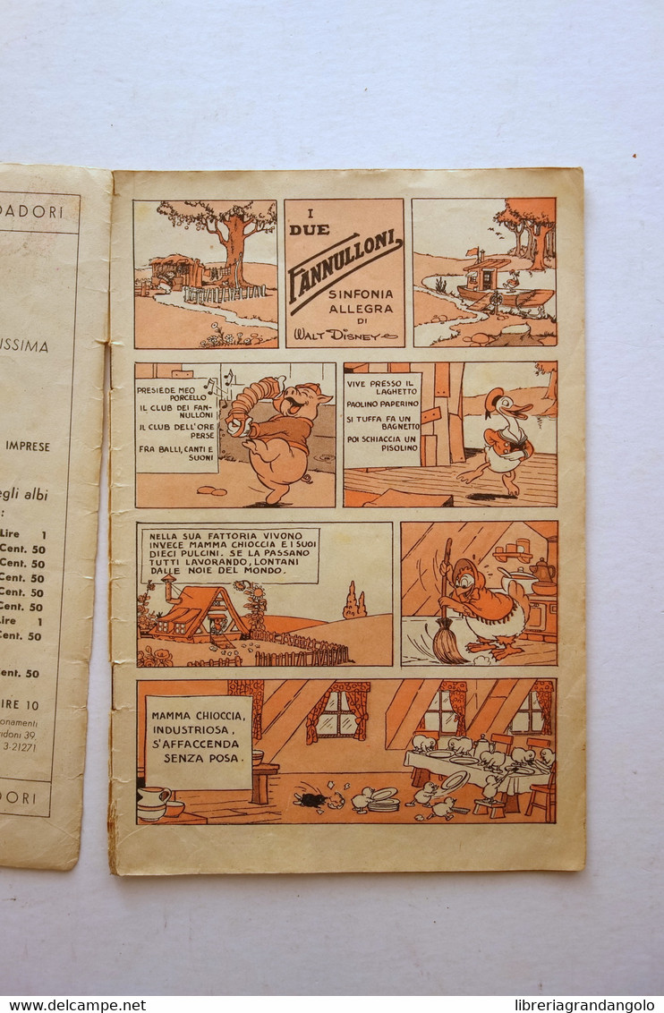 Topolino Presenta I Due Fannulloni Walt Disney Mondadori Albo N. 8 1935 - Andere & Zonder Classificatie