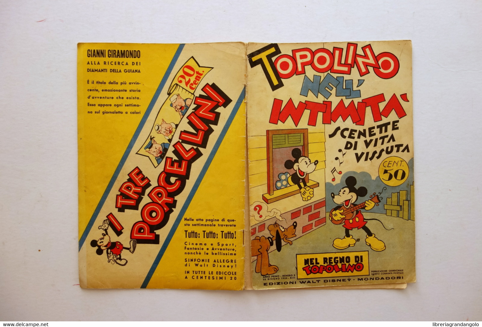 Topolino Nell'Intimità Scenette Di Vita Walt Disney Mondadori Albo N. 3 1935 - Sonstige & Ohne Zuordnung
