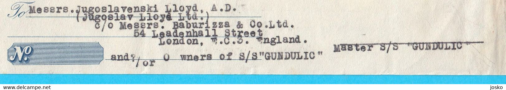 NATIONAL BANK OF NEW YORK Old Bill Of Exchange BALBOA (1933) * Ship GUNDULIC At PANAMA CANAL * Yugoslav Lloyd * Check RR - Panama