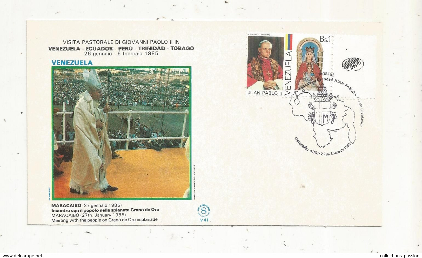 FDC , Premier Jour, VENEZUELA, MARACAIBO , 1985, Visita Pastorale Di Giovanni Paolo II - Venezuela