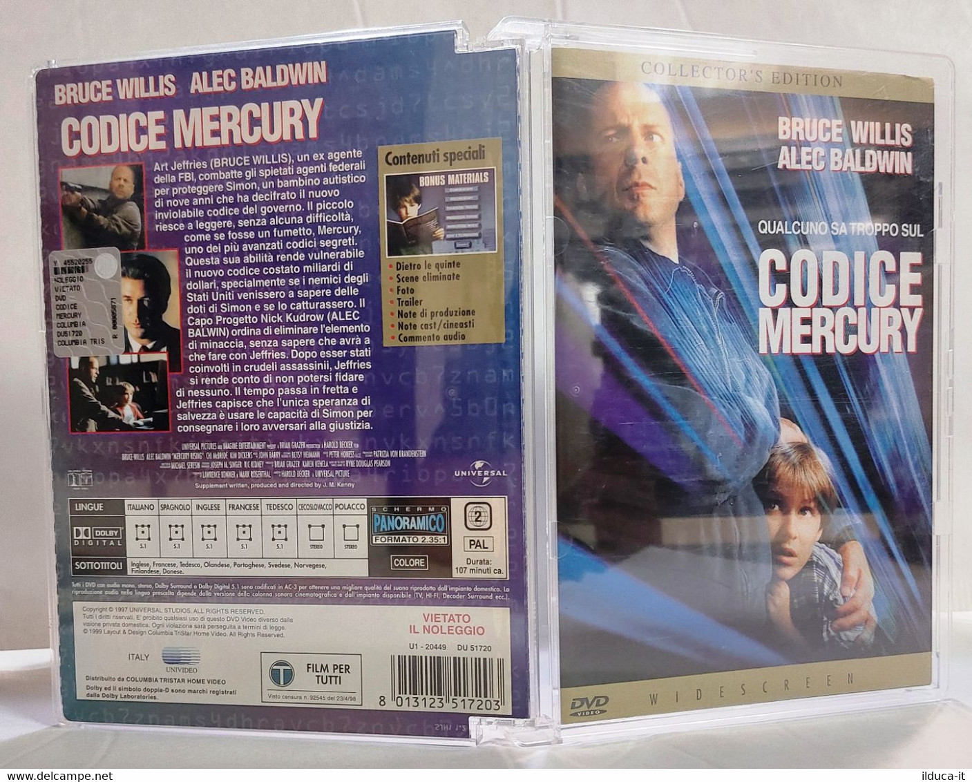 I107094 DVD Jewel Box - CODICE MERCURY (1997) - Bruce Willis - Action, Adventure