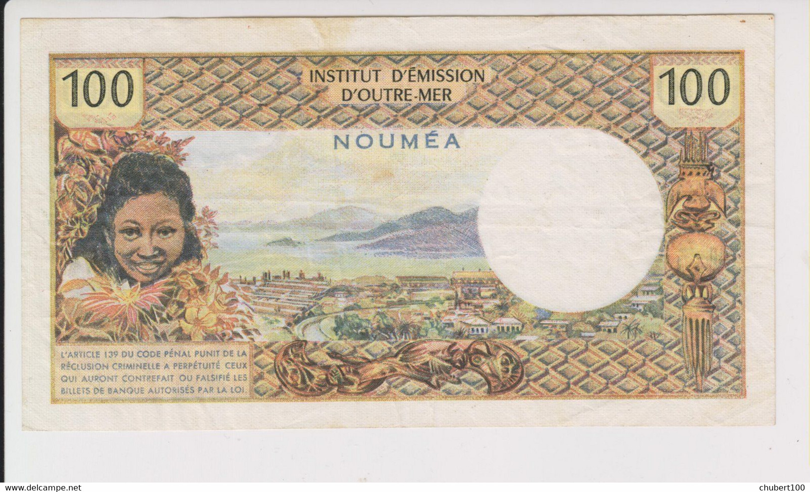 NEW CALEDONIA, P 59 ,  100 Francs ,  ND 1969 ,  VF/EF, First Prefix A1 - Nouméa (Neukaledonien 1873-1985)