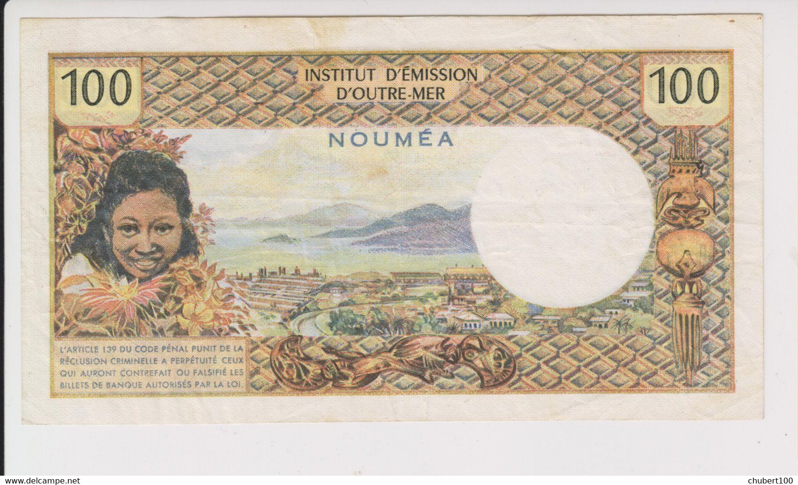 NEW CALEDONIA, P 59 ,  100 Francs ,  ND 1969 ,  VF/EF, First Prefix A1 - Nouméa (Nuova Caledonia 1873-1985)