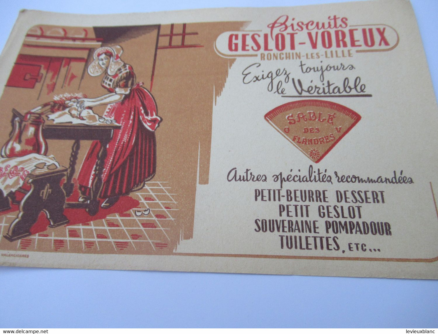 Buvard Publicitaire/Biscuits GESLOT-VOREUX/ Ronchin Les LILLE/Sablé Des Flandres/ Efgé/Vers 1950-1960         BUV634 - Koek & Snoep