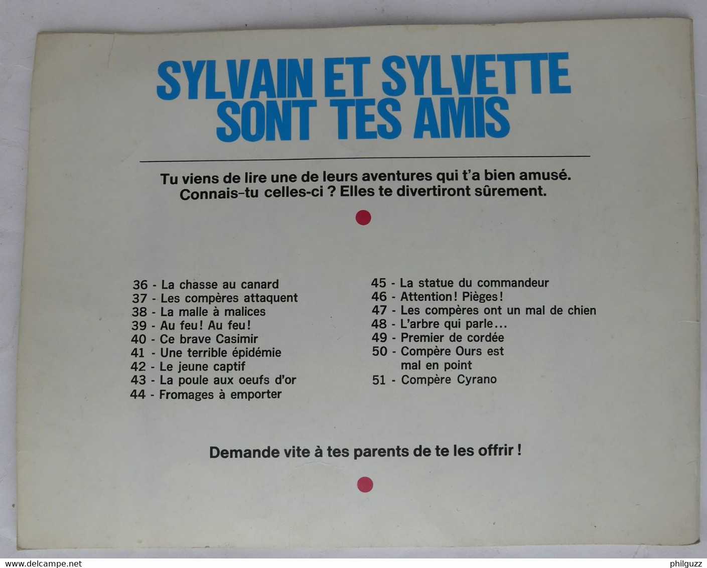 BD LES AVENTURES DE SYLVAIN SYLVETTE - ALBUMS  N° 52 1972  Enfantina (2) - Sylvain Et Sylvette