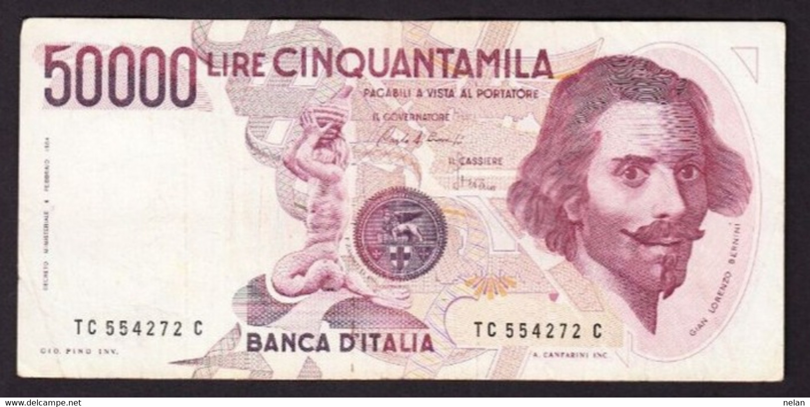 ITALIA 50000 LIRE BERRNINI TIPO 1 - 1986 P-113a3  Circ.BB - 50.000 Lire