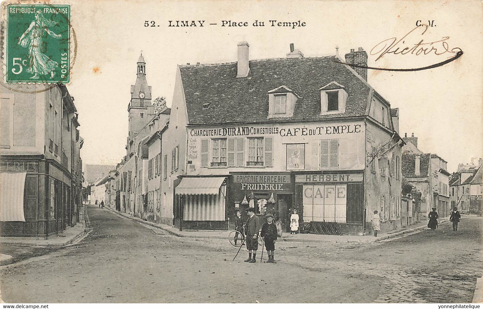 78 - YVELINES - LIMAY- Place Du Temple - Café Du Temple HERSENT - Charcuterie DURAND - Défaut Voir Scans- 10724 - Limay