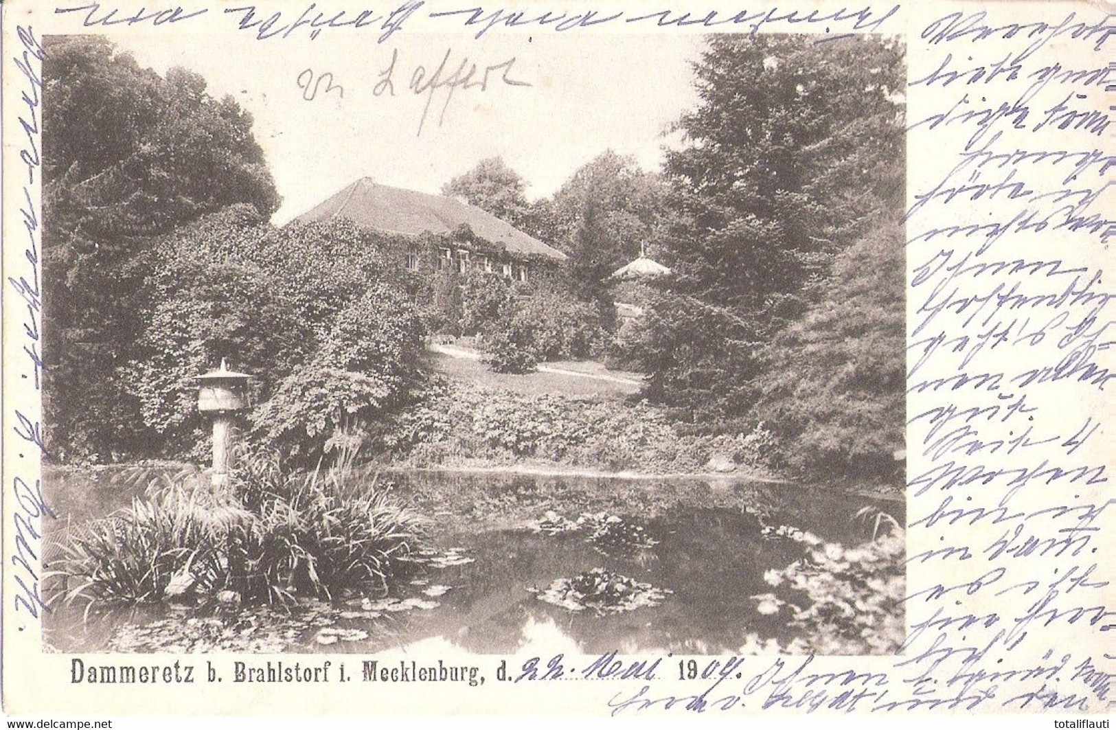 DAMMEREEZ Bei Brahlstorf Nahe Hagenow Boizenburg Lübtheen Gutshaus Autograf Adel 22.5.1909 Gelaufen - Hagenow