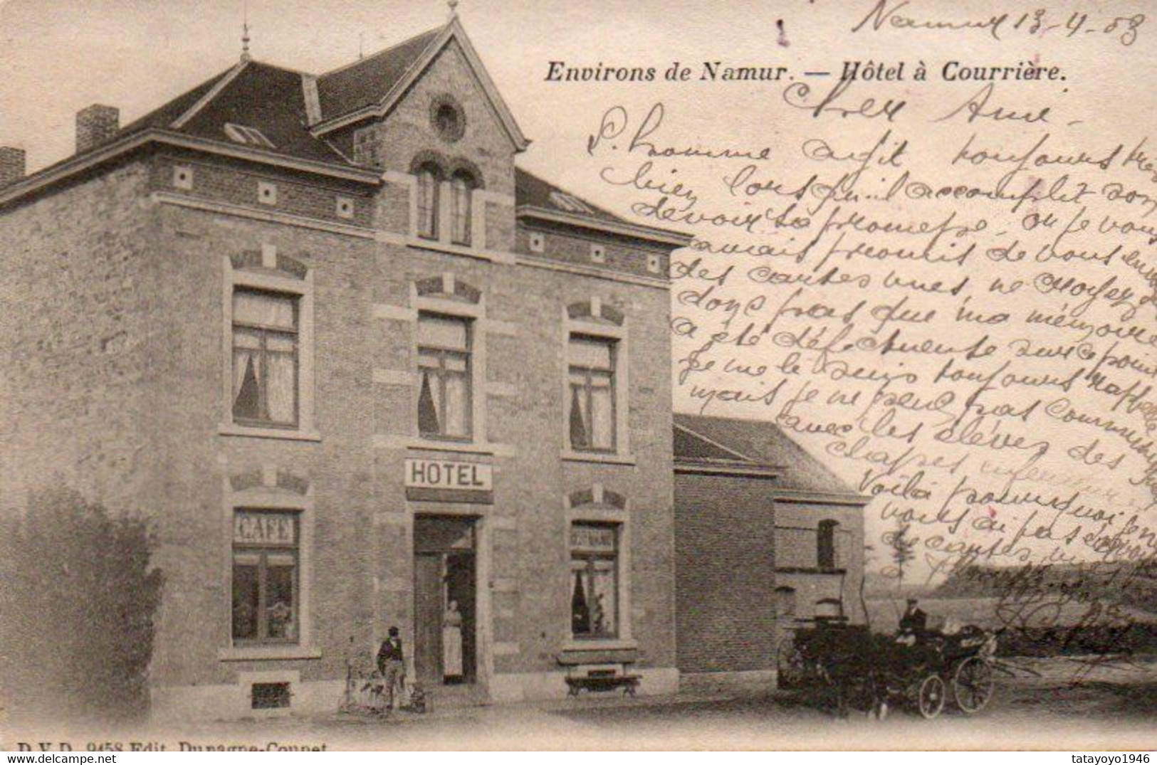 Environs De Namur  Hotel à Courrière Café Attelage Voyagé En 1903 - Assesse