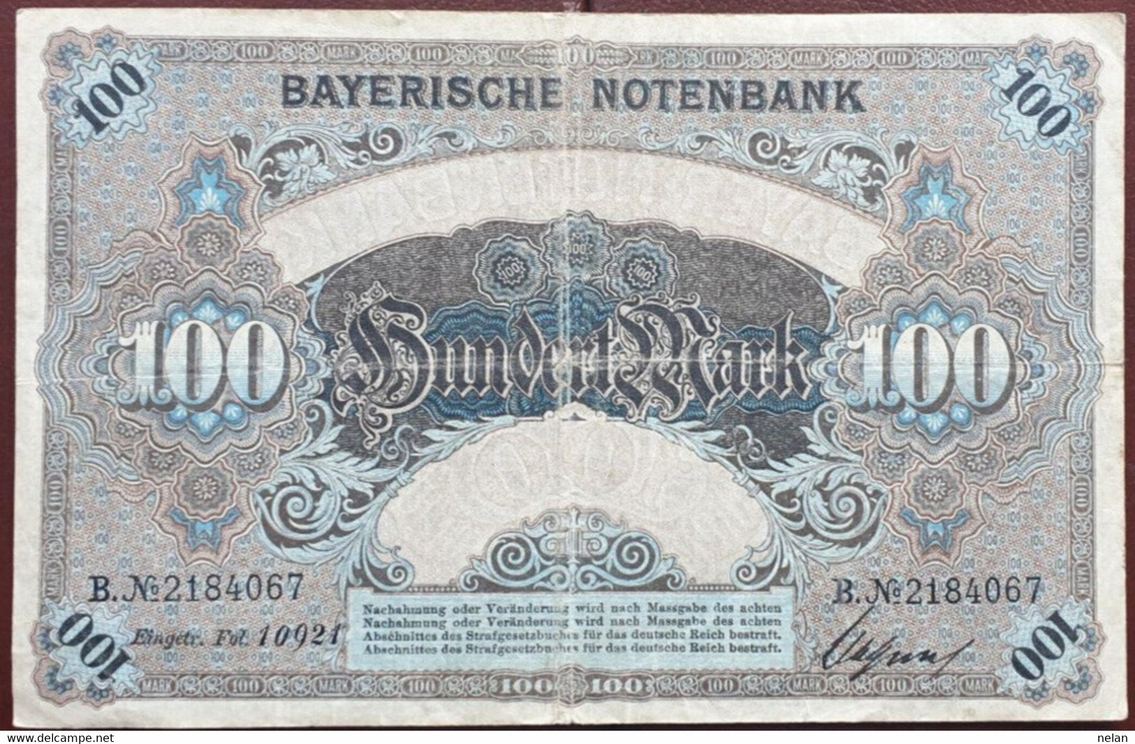 GERMANIA 100 MARK 1900-Bayerische Notenbank--P-S922 - 100 Mark