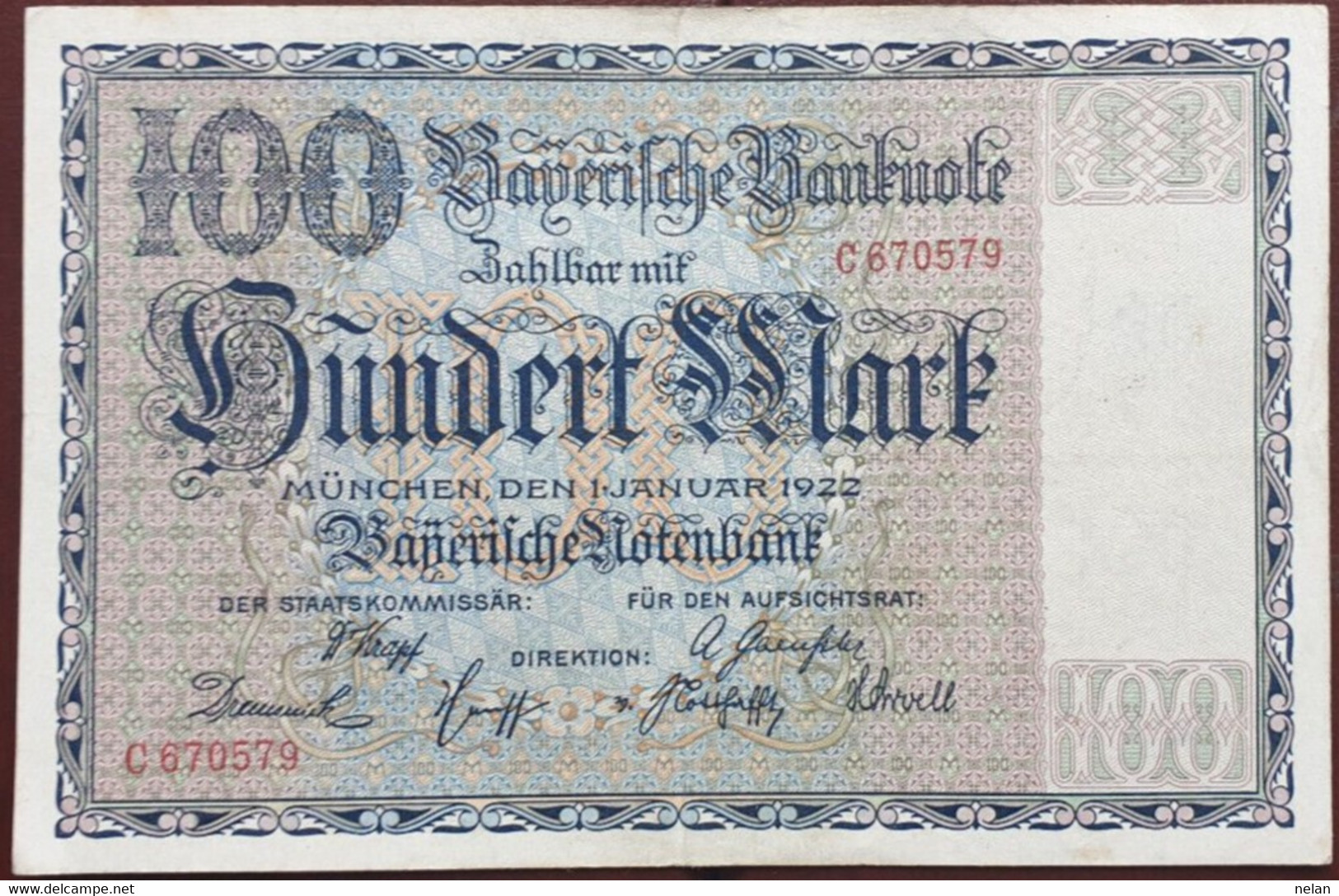 GERMANIA 100 MARK 1922-Bayerische Notenbank-  Wor:P-S923, Gra:BAY.004 XF - Ohne Zuordnung