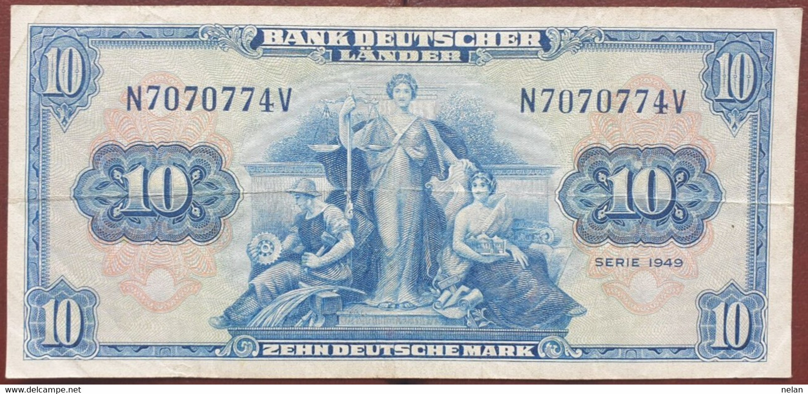 GERMANY-  10 DEUTSCHE MARK 1949 P- 16a  Circ - 10 Deutsche Mark