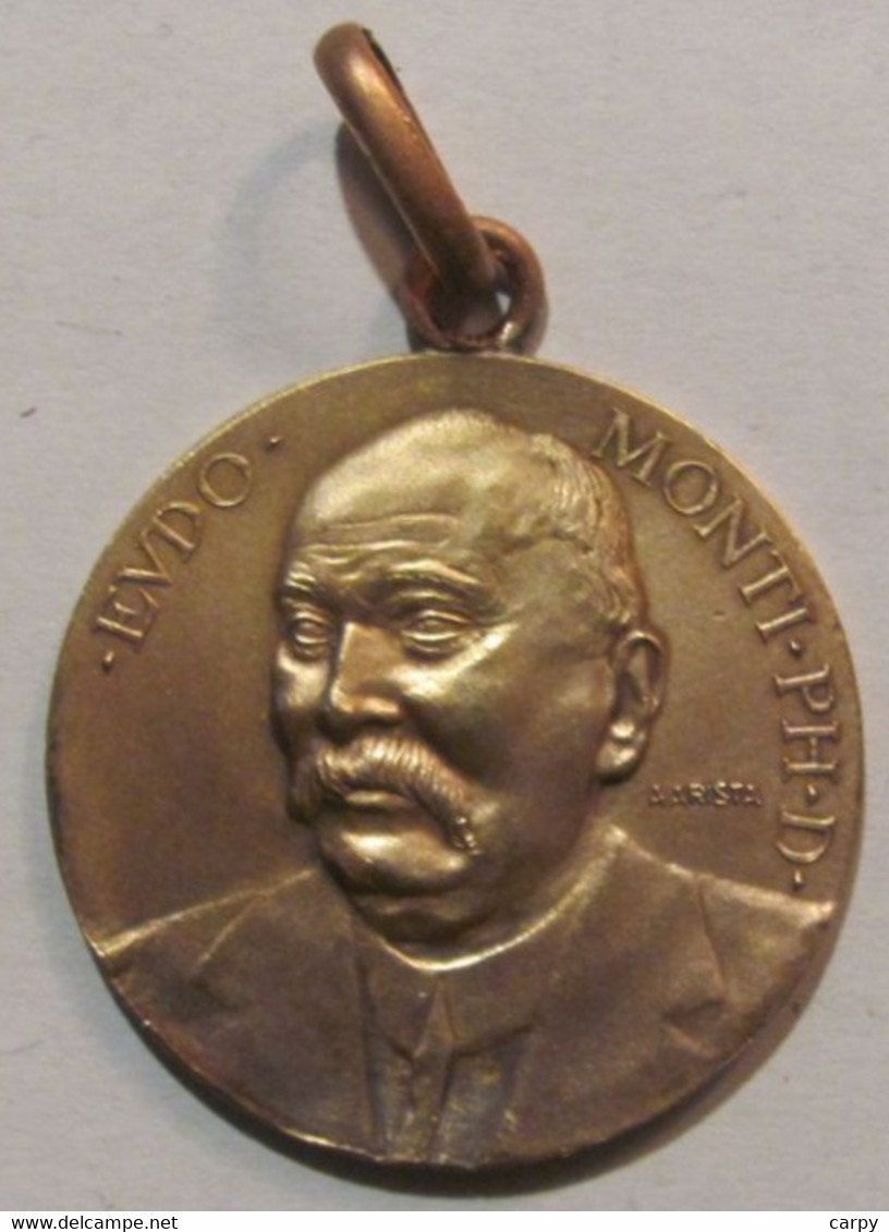 ITALY "Eudo Monti / Auspice Associazione Italiana Freddo / Amici E Ammiratori" Old Bronze Medal / 30 Mm 9 G / Very Nice - Autres & Non Classés