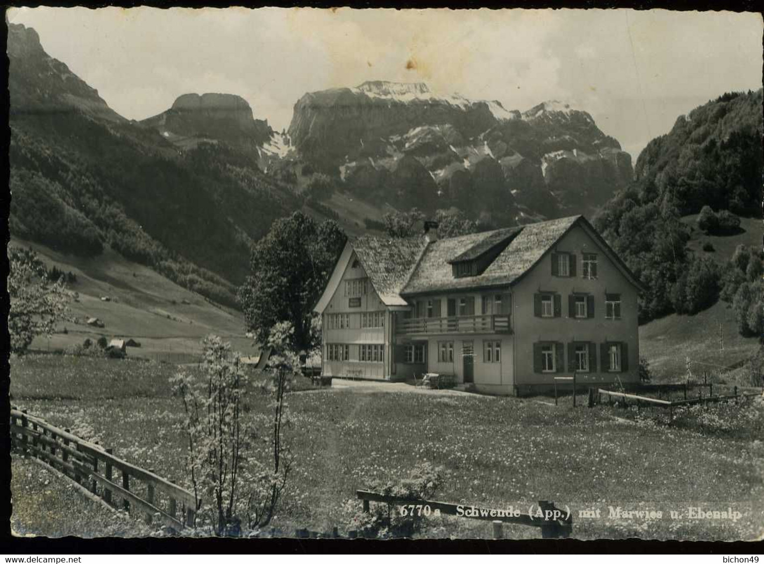 Schwende Mit Marwies Und Ebenalp Gasthous Und Pension Alpenblick 1950 Fritz Zwissler Carte Pliée   Klappkarte - Schwende