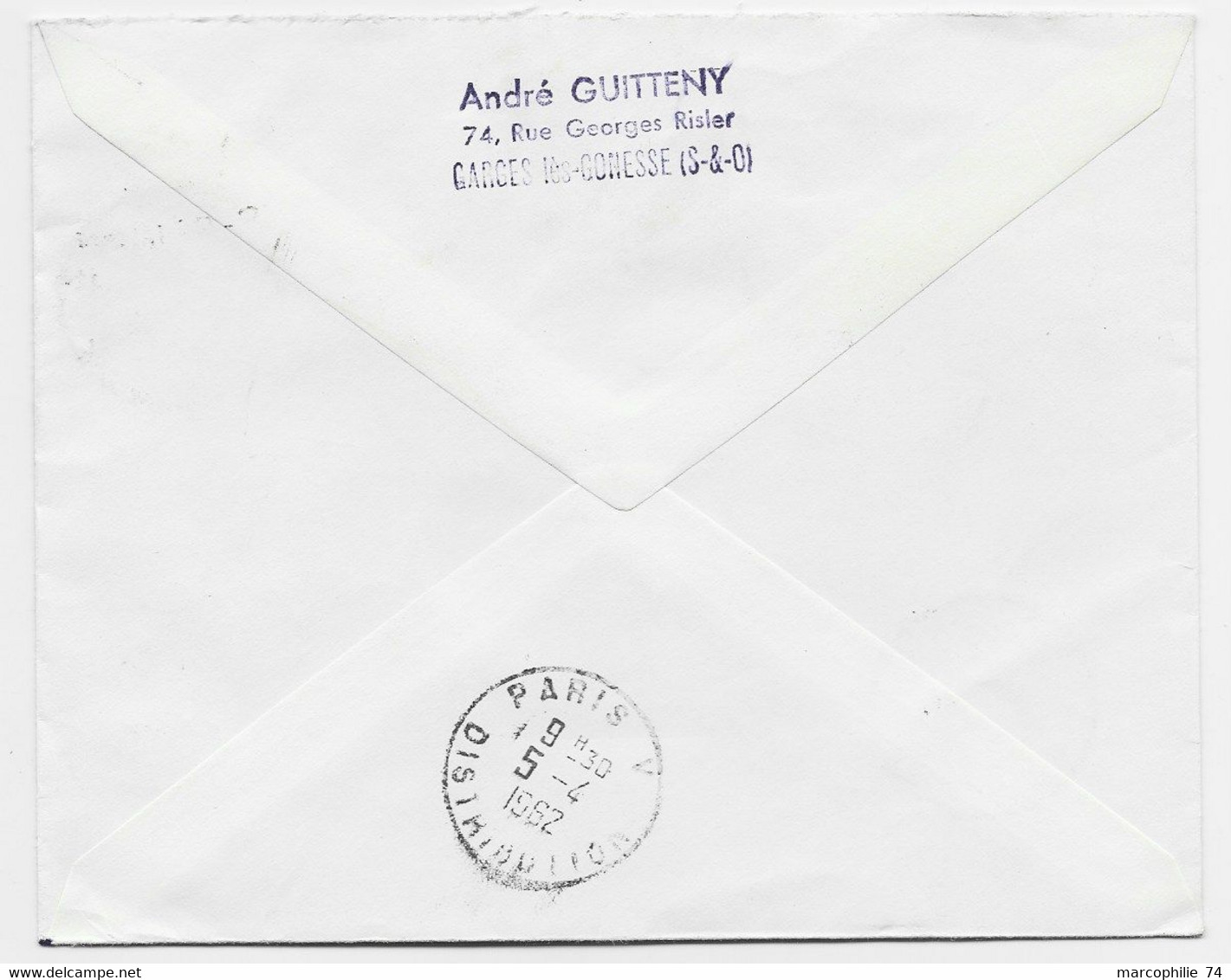 FRANCE 50C+45C LETTRE REC TIMBRE A DATE ASNIERES ANNEXE MOBILE N°1 4.4.1962 SEINE GARCHES - Manual Postmarks