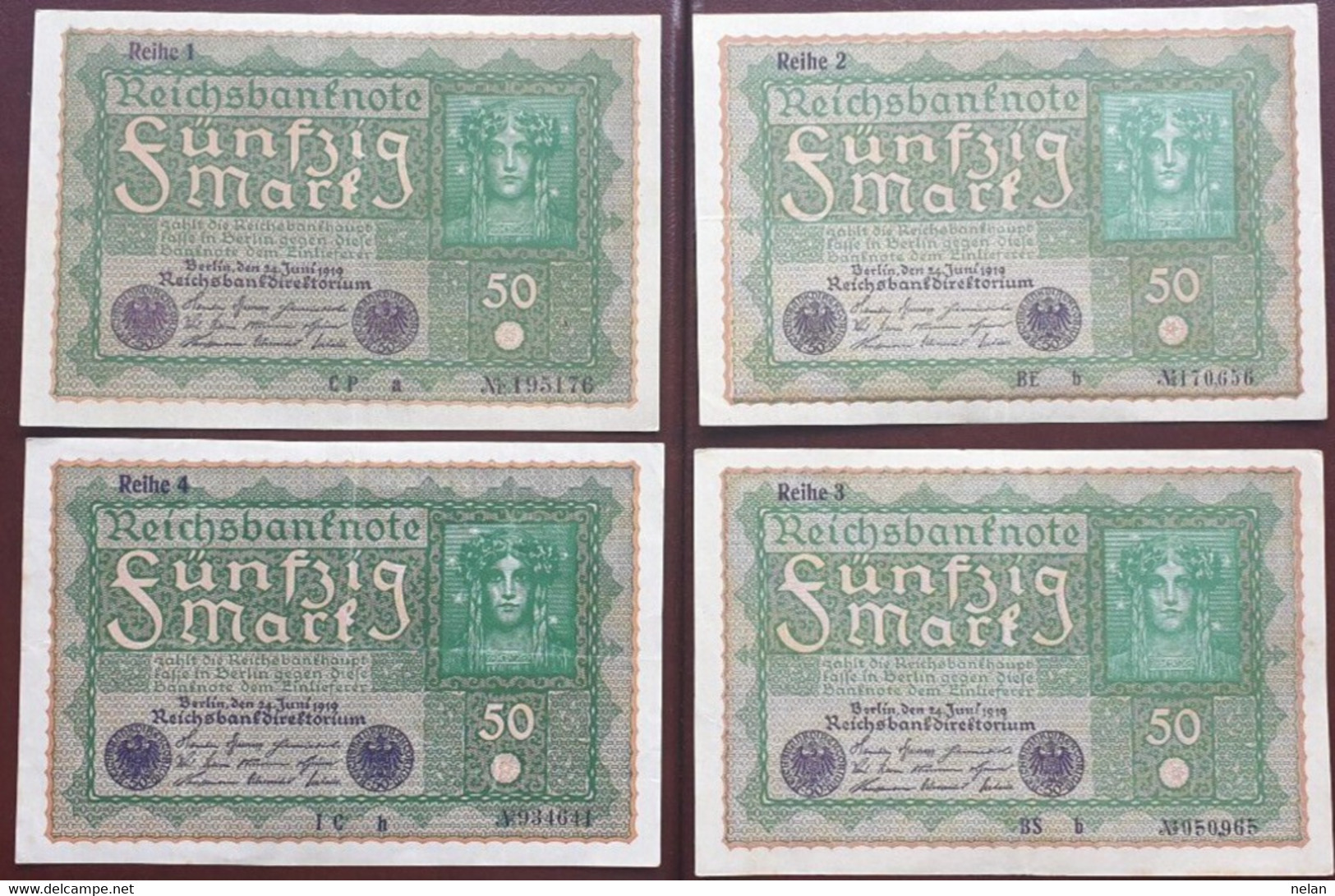 GERMANY- 50 REICHSMARK 1919  P-66  Circ - Diverse Serie Reihe 1,2,3,4 - 50 Mark