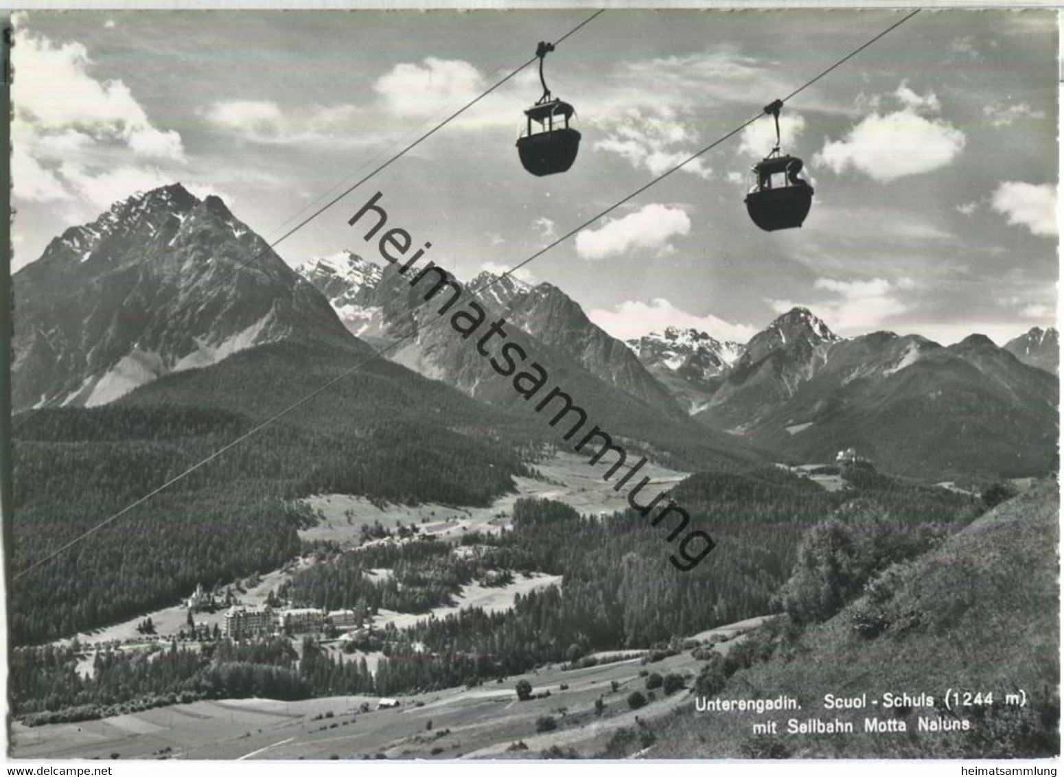 Scuol Schuls Mit Seilbahn Motta Naluns - Foto-Ansichtskarte - Verlag Photoglob-Wehrli AG Zürich - Scuol