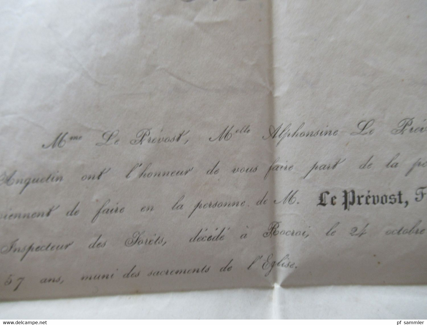 Frankreich Napoléon III. Michel Nr.12 Type II EF gedruckter Brief Le Prevost Ferdinand Remy / Trauerbrief / De profundis