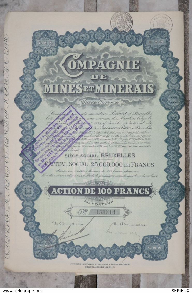 & 5    1900 COMPAGNIE  MINES MINERAIS +DIVISE 250000 ACTIONS - Miniere