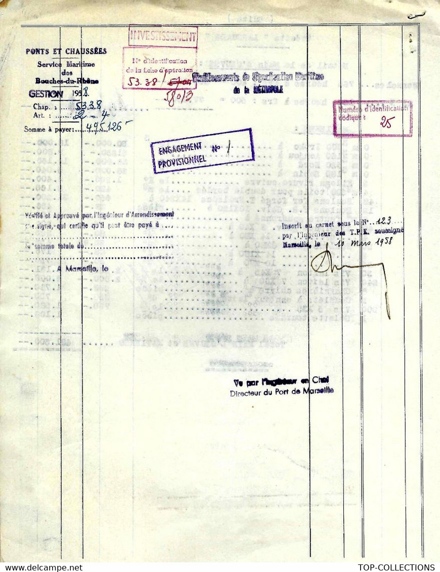 1957 ENTETE CHANTIERS DE LA RESERVE  ANSE DE LA RESERVE MARSEILLE CONSTRUCTIONS NAVALES => Ponts Et Chaussées Marseille - 1950 - ...