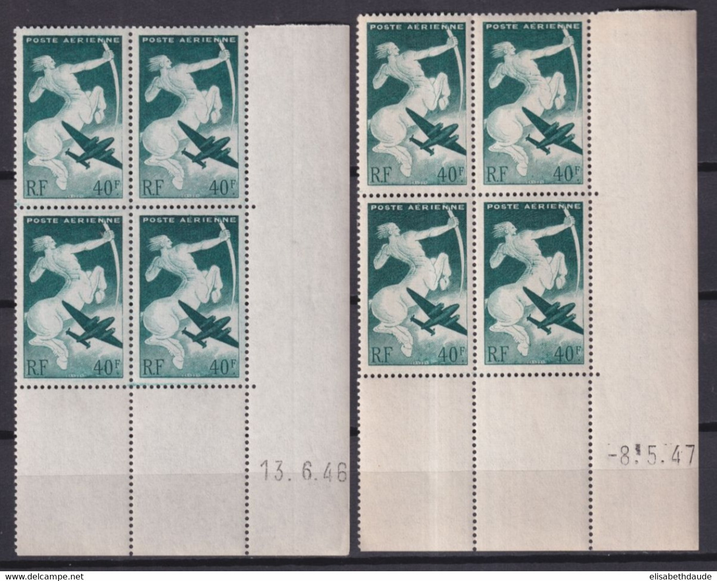 1946 + 1947 - COINS DATES - POSTE AERIENNE - YVERT N° 16 ** MNH - - Poste Aérienne