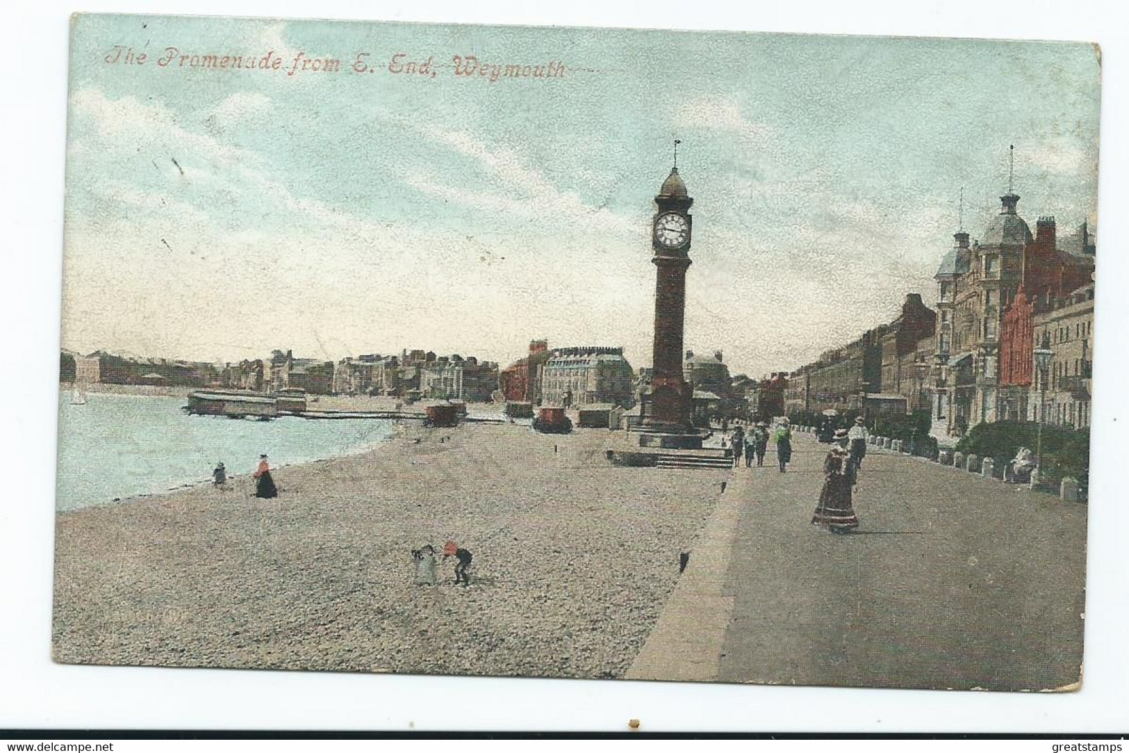 Dorset    Postcard Weymouth The Promenade From East End. Posted 1908 - Weymouth