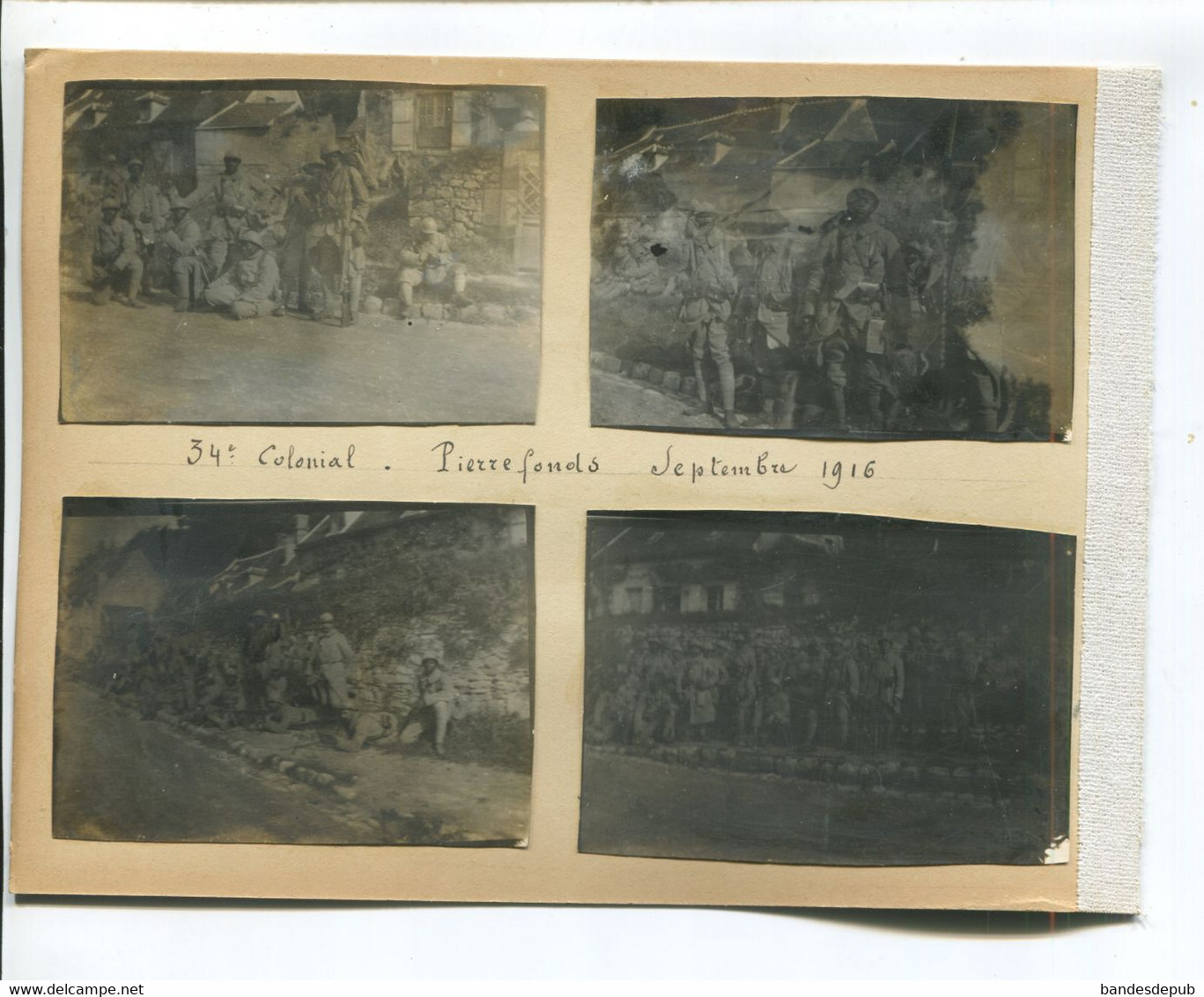 RARE  WW1 Guerre 14 18 Sept 1916 Pierrefonds 9 Photos Collées 34 ème Colonial Sénégalais Tranchées Abri Mitrailleuses - Pierrefonds