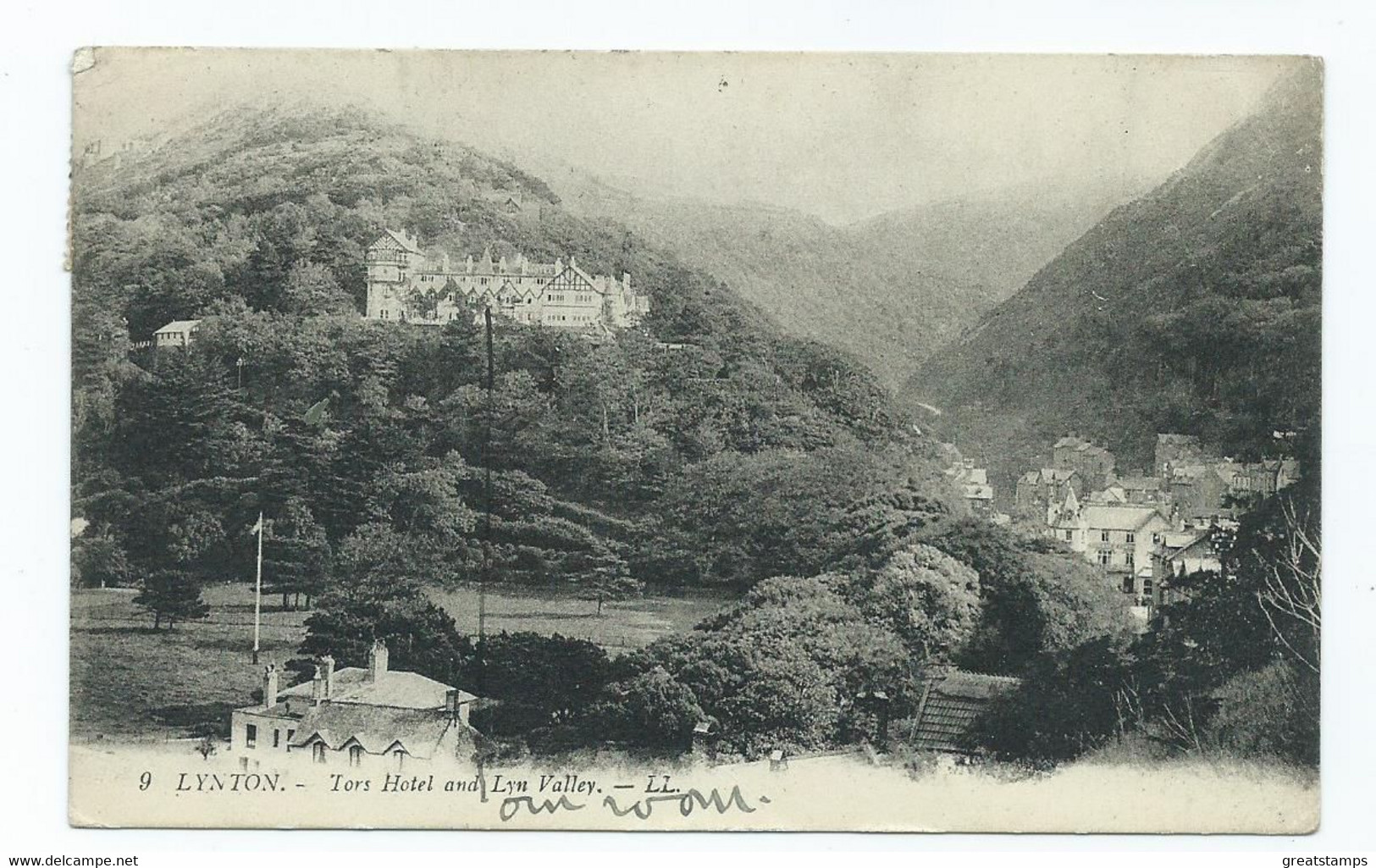 Devon   Postcard Lynton Tors Hotal And Valley Posted Single Ring Large Skeleton Pmk 1921 - Lynmouth & Lynton