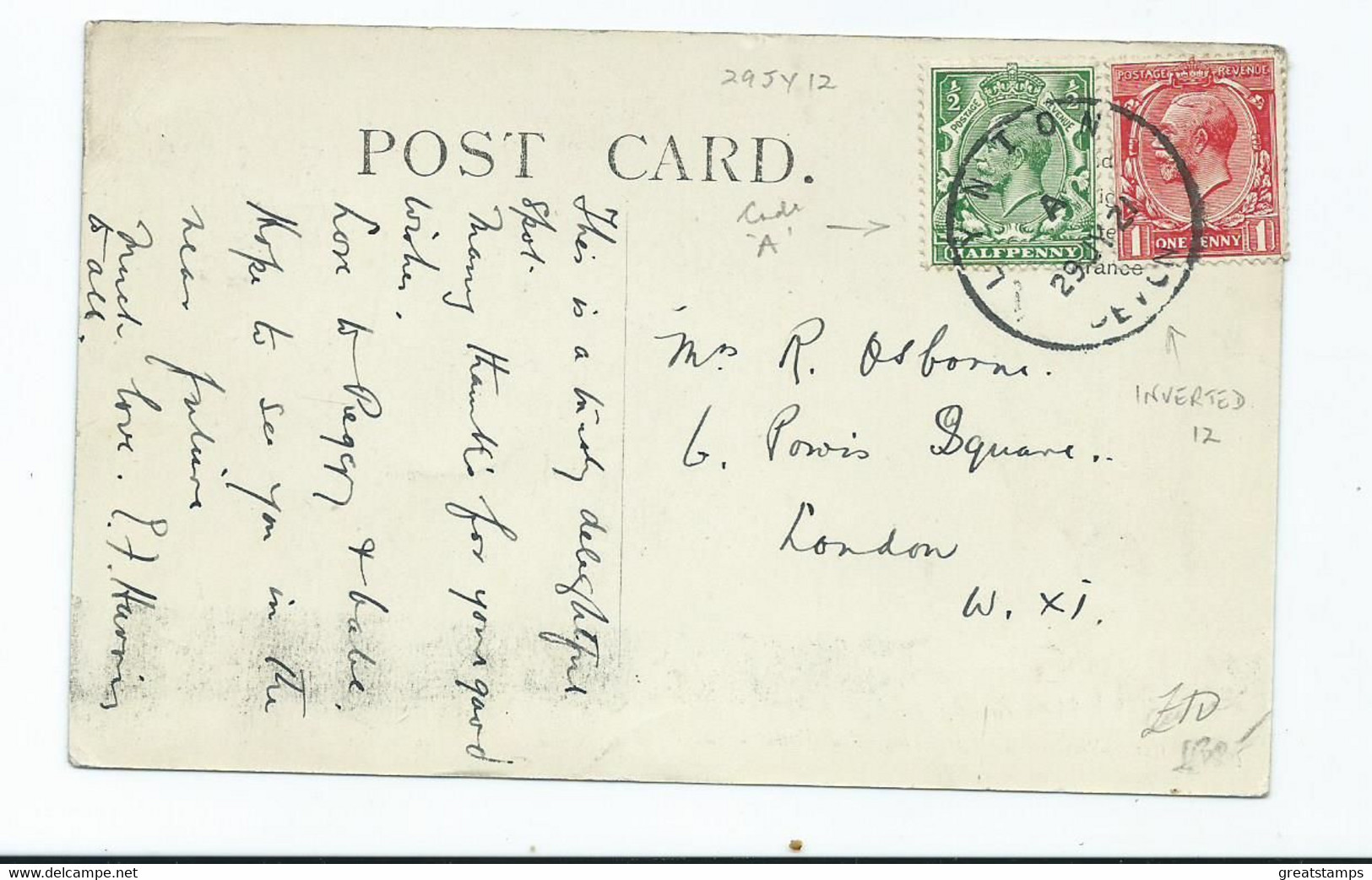 Devon   Postcard Lynton Tors Hotal And Valley Posted Single Ring Large Skeleton Pmk 1921 - Lynmouth & Lynton