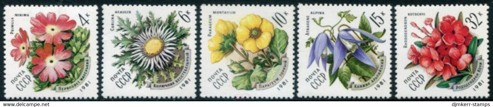SOVIET UNION 1981 Carpathian Flowers MNH / **.  Michel 5074-78 - Ongebruikt