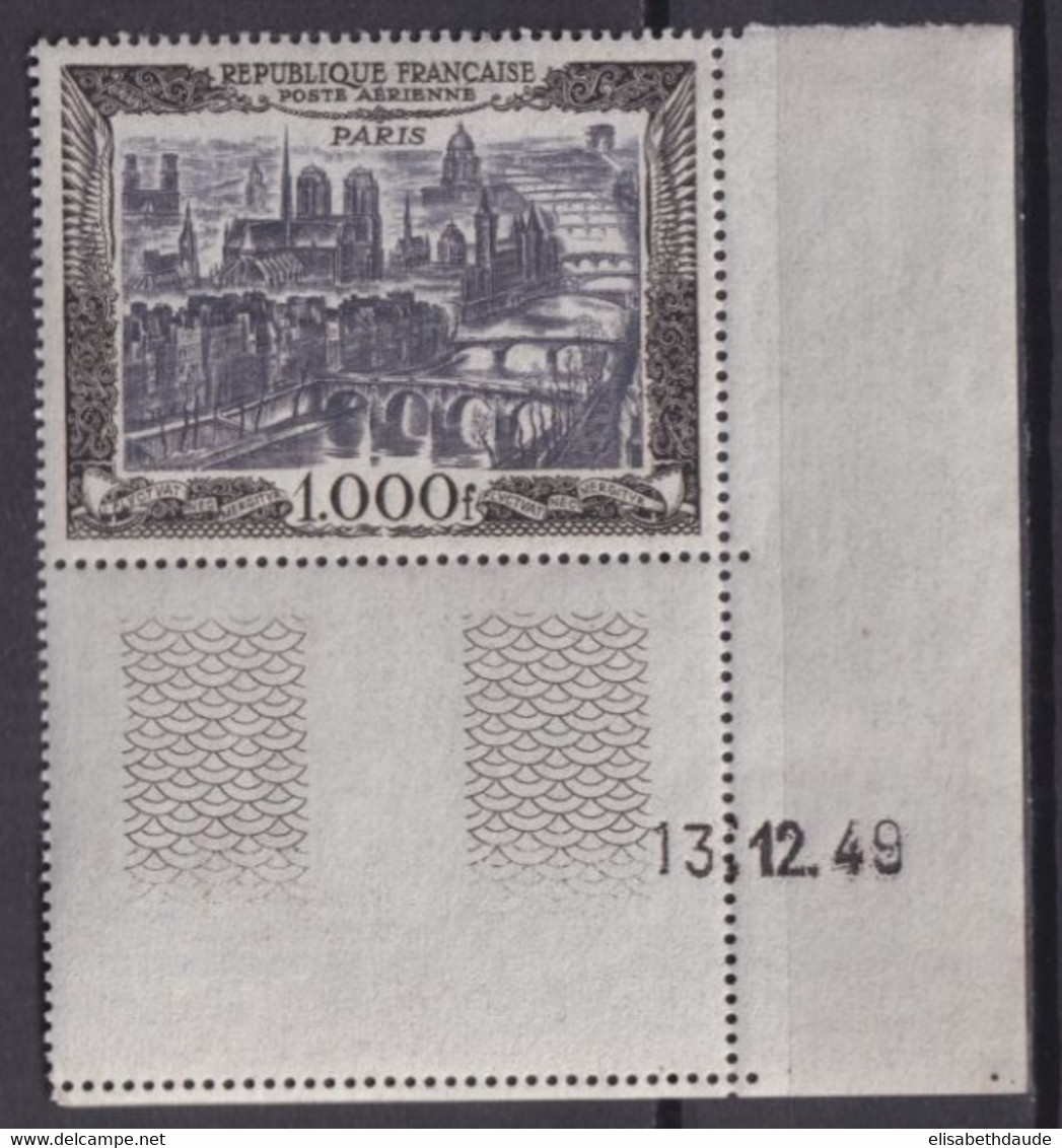 1949 - POSTE AERIENNE - COIN DATE YVERT N° 29 ** MNH (GOMME TRES LEGEREMENT ALTEREE) - COTE = 165 EUR. - 1927-1959 Nuevos