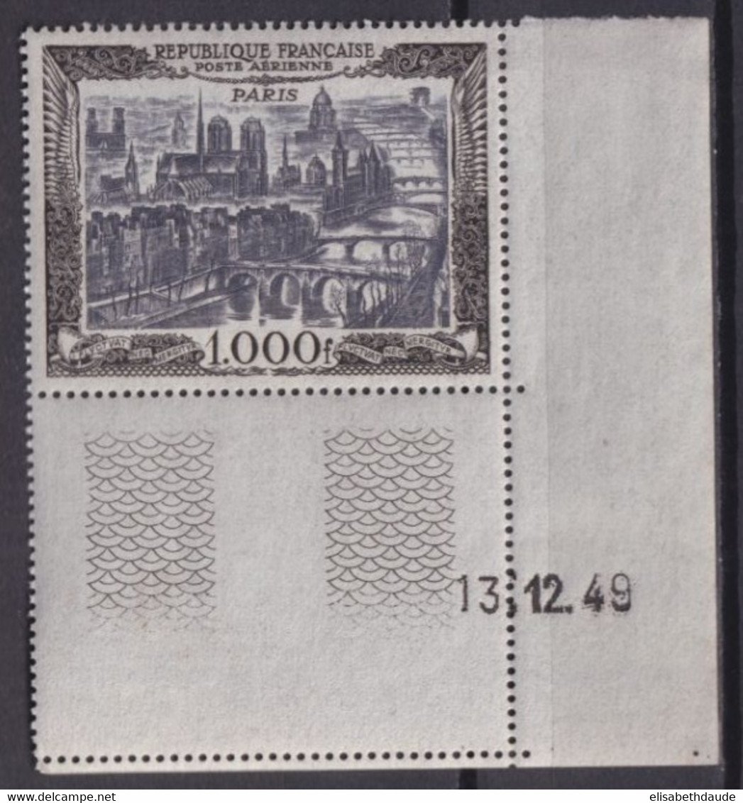 1949 - POSTE AERIENNE - COIN DATE YVERT N° 29 ** MNH (GOMME TRES LEGEREMENT ALTEREE) - COTE = 165 EUR. - 1927-1959 Ungebraucht