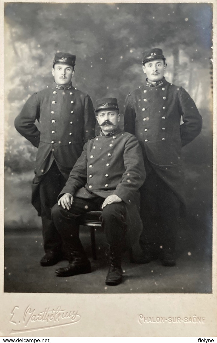 Chalon Sur Saône - Photo Ancienne Format Cabinet - Militaires Fratrie Du 56ème Régiment D’infanterie - Militaria - Chalon Sur Saone