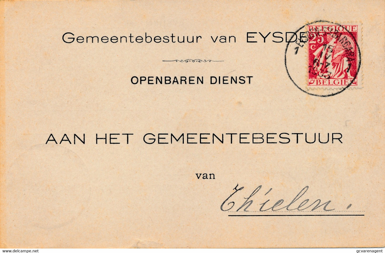 GEMEENTEBESTUUR VAN EYSDEN OPENBARE DIENST AAN HET GEMEENTEBESTUUR VAN THIELEN 1933    2 SCANS - Maasmechelen