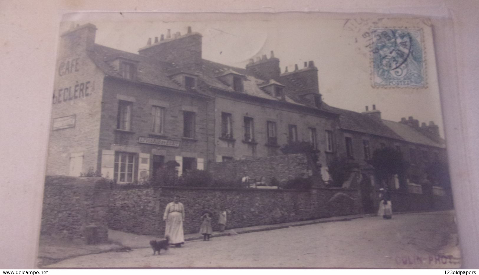 50 CARTE PHOTO EQUEURDREVILLE RESTAURANT LECLERE 1906 ENVOI DE LECLERE  CAFE EPICERIE DEBIT  COLIN PHOTO - Equeurdreville