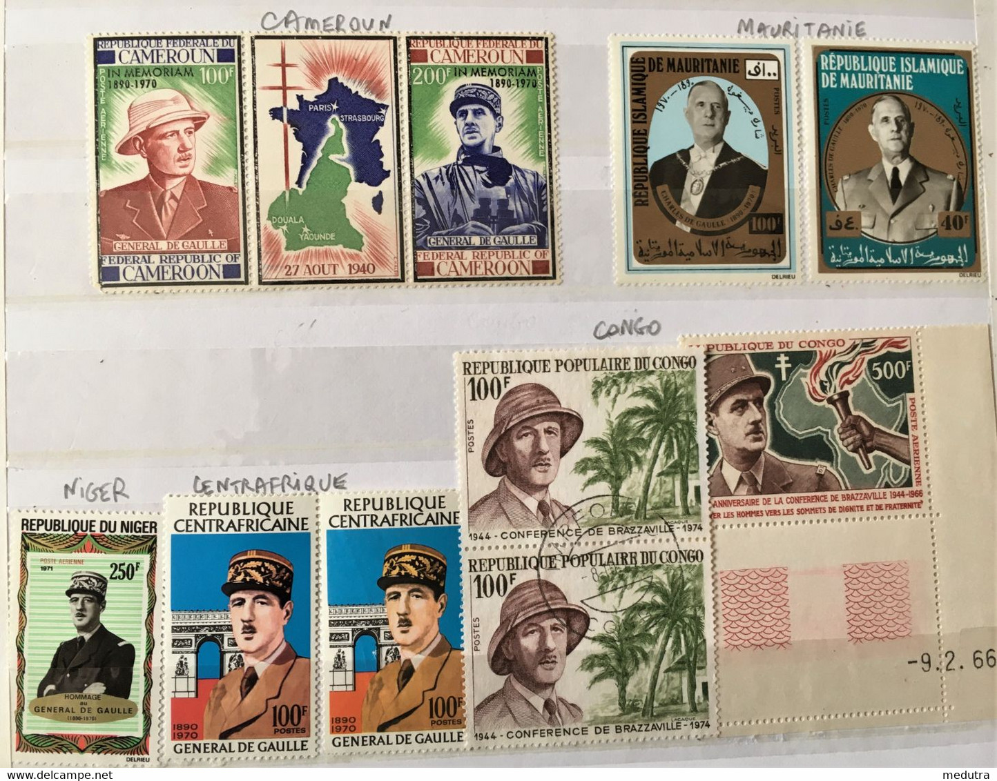 Timbres Et Enveloppes De Gaulle En Afrique (12 Pays) - De Gaulle (General)