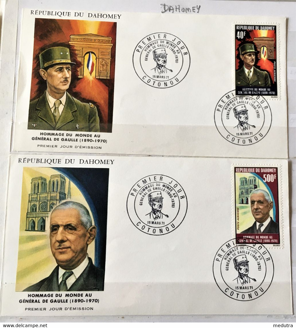 Timbres Et Enveloppes De Gaulle En Afrique (12 Pays) - De Gaulle (General)