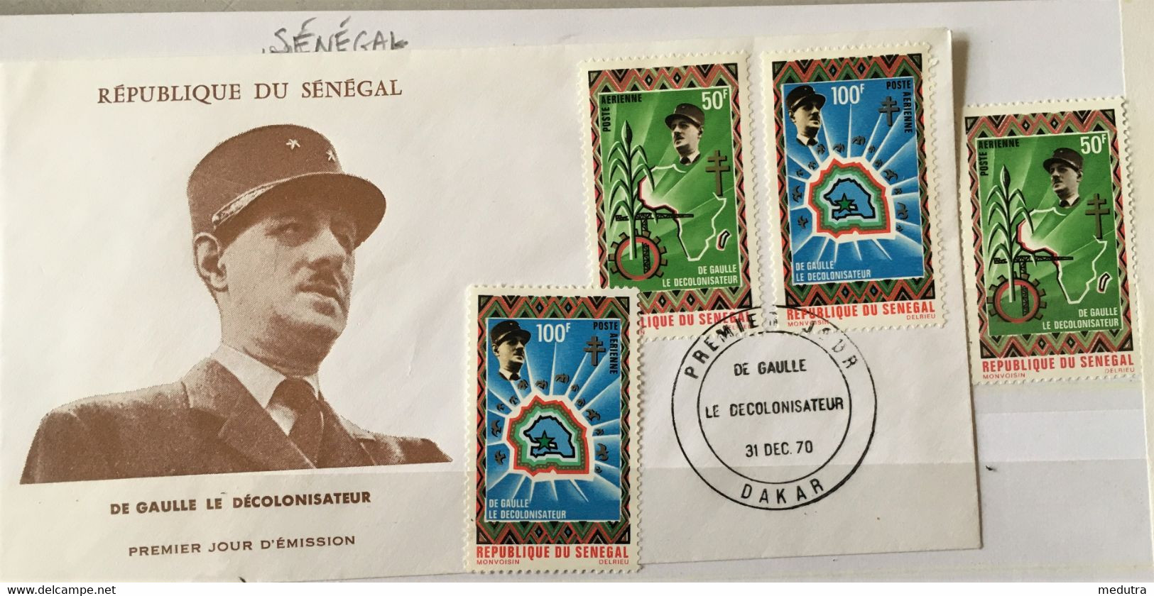 Timbres et enveloppes De Gaulle en Afrique (12 pays)