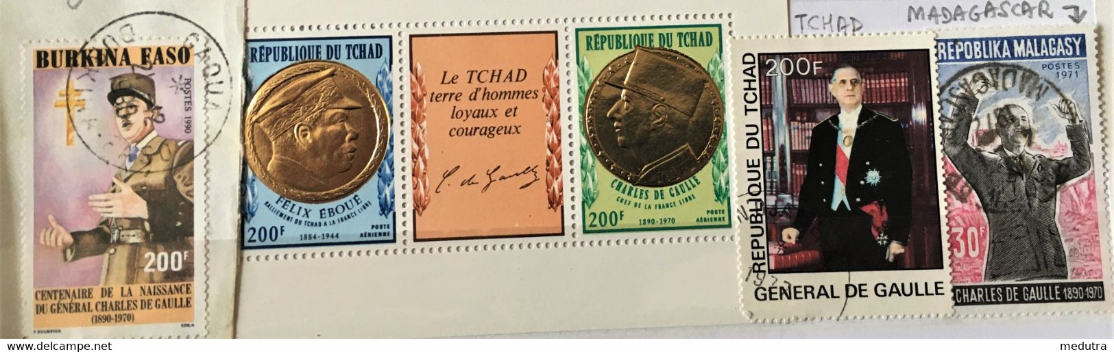 Timbres et enveloppes De Gaulle en Afrique (12 pays)