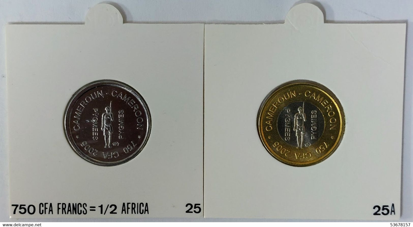 Cameroon - 750 CFA Francs-1/2 Africa (2 Coins Set) 2005, X# 25, 25a (Fantasy Coins) (1232) - Cameroon