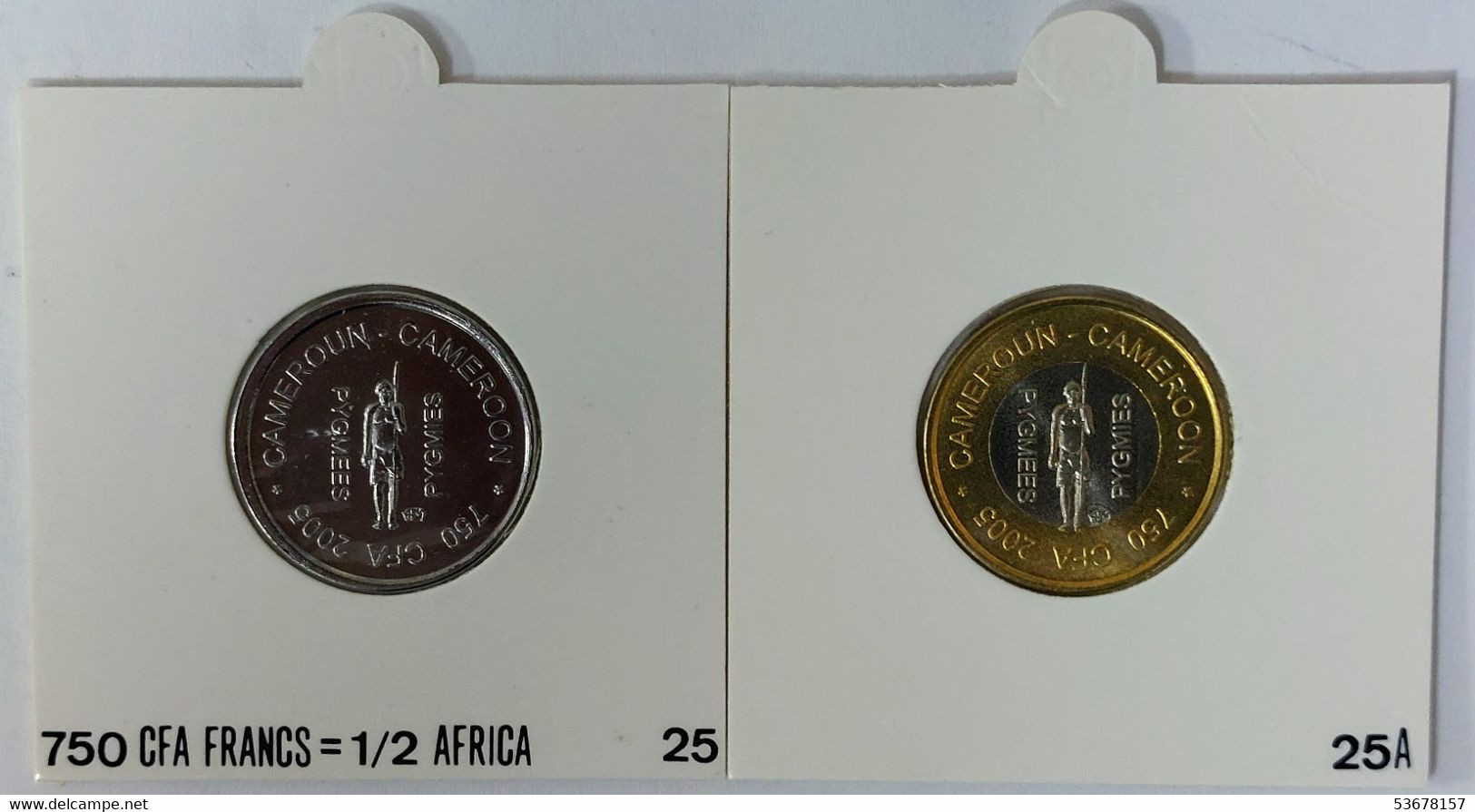 Cameroon - 750 CFA Francs-1/2 Africa (2 Coins Set) 2005, X# 25, 25a (Fantasy Coins) (1232) - Cameroun