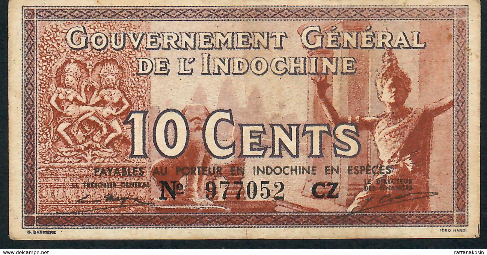 INDOCHINA P85d 10 CENTS 1939  #CZ     XF NO P.h. - Indochine