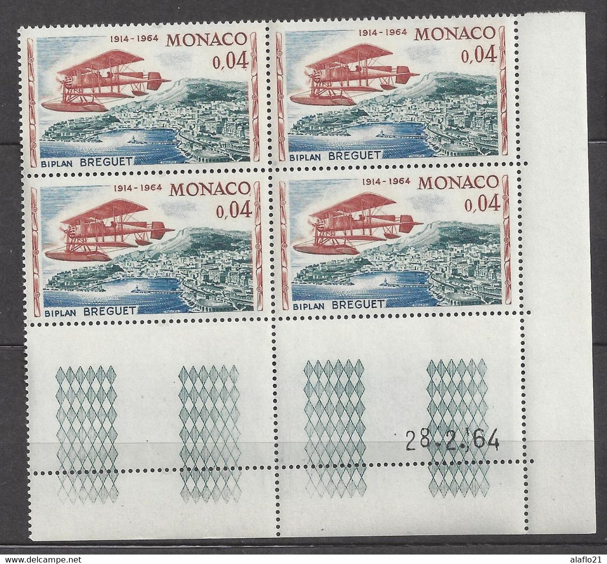 MONACO N° 640 - RALLYE AERIEN - Bloc De 4 COIN DATE - NEUF SANS CHARNIERE - 28/2/64 - Ungebraucht