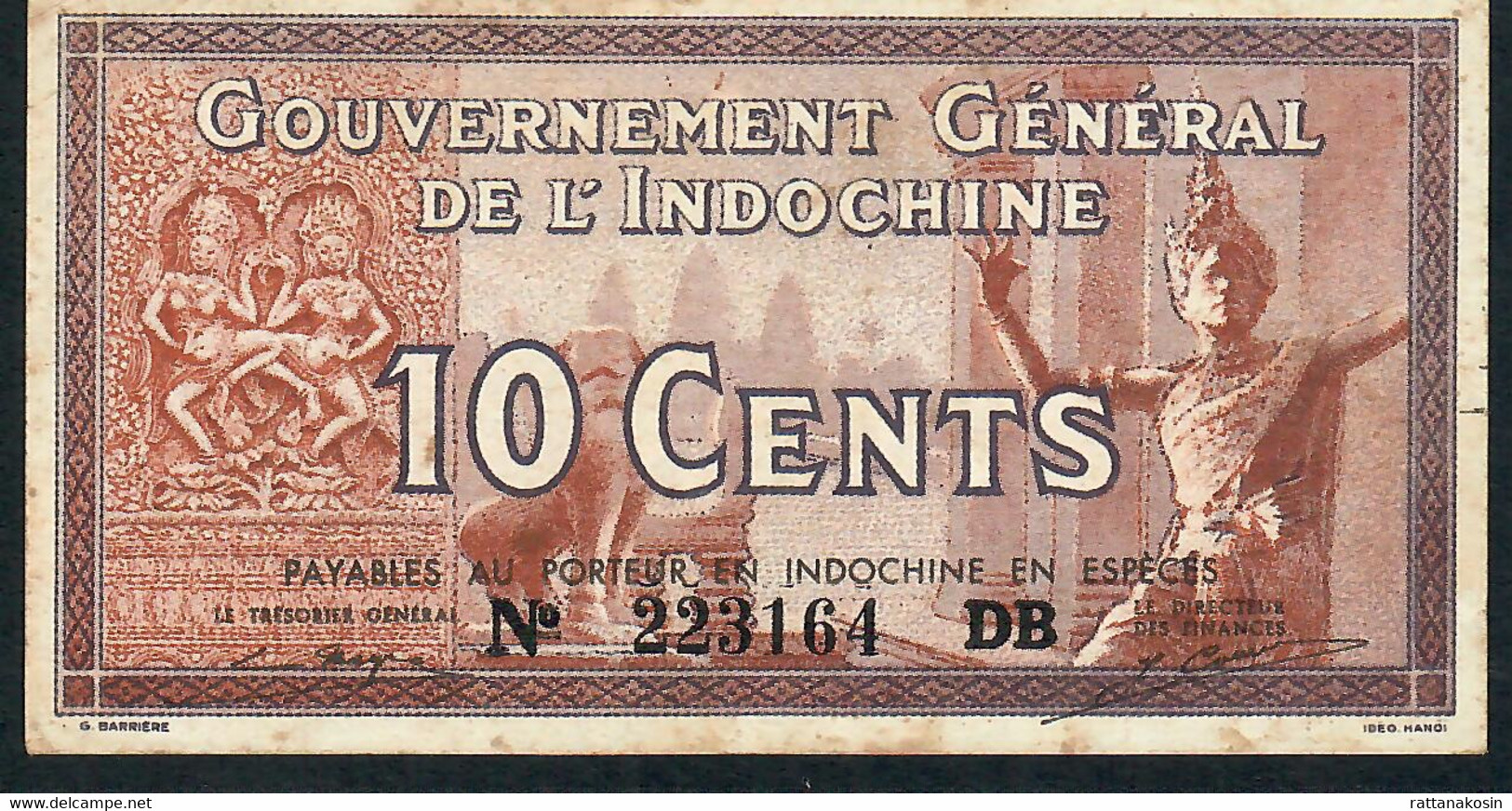 INDOCHINA P85d 10 CENTS 1939 #DB    XF NO P.h. - Indochina