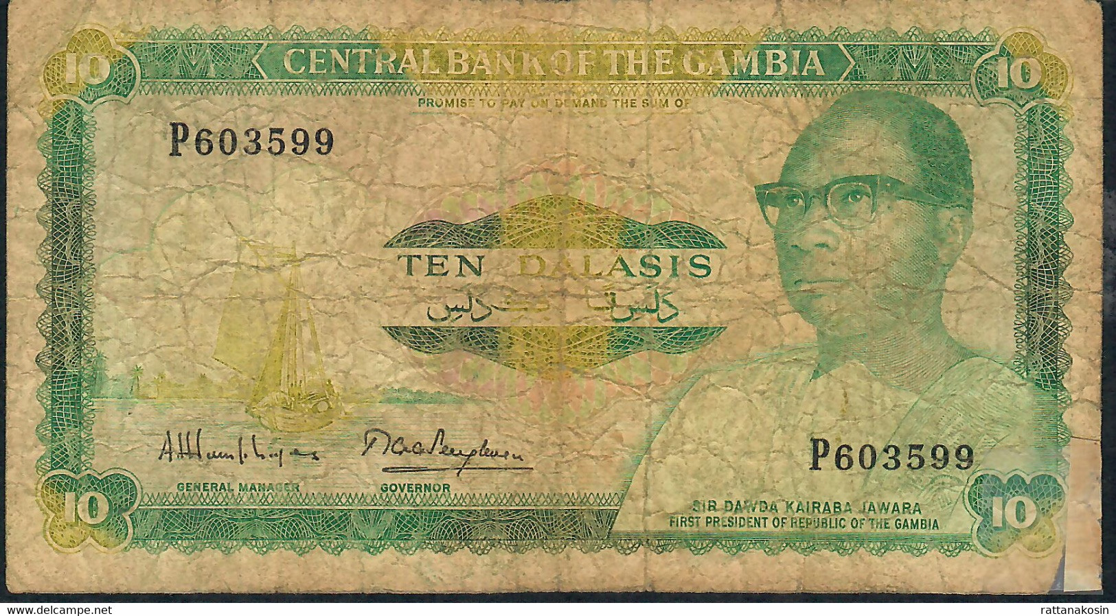 GAMBIA P10a 10 DALASIS 1987    GOOD - Gambie