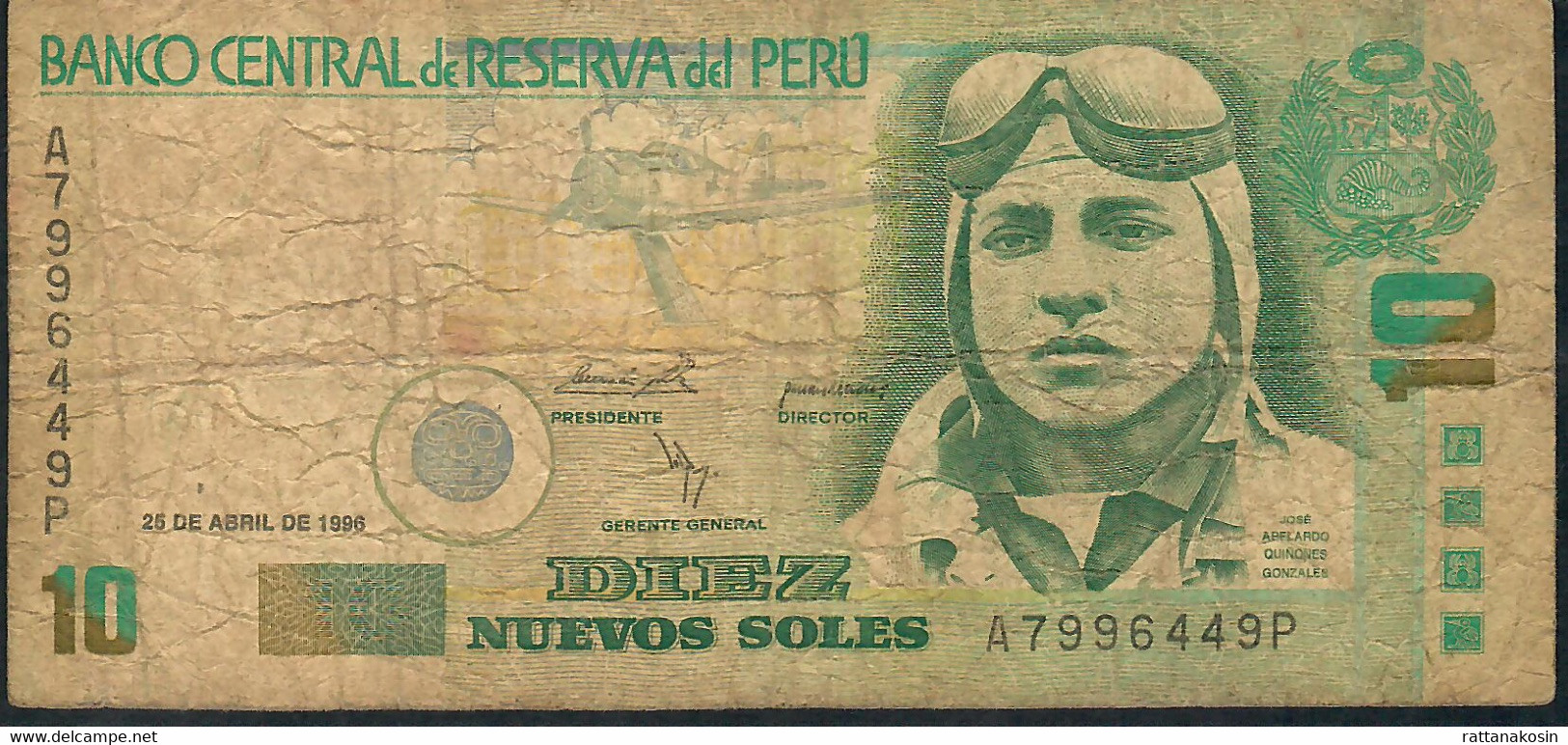 PERU P163 10 NUEVOS SOLES 25.4.1996 #A/P   FINE 2 P.h. - Peru