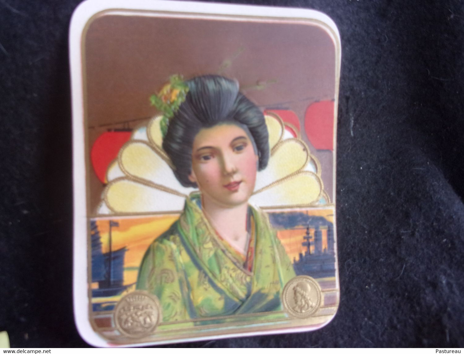 Tabac.Ensemble De 4 Etiquettes Anciennes Pour Boîte à Cigares.Japonaise.Geisha.Gaufré.Dorure.Japon.Cigare.Etiquette. - Labels