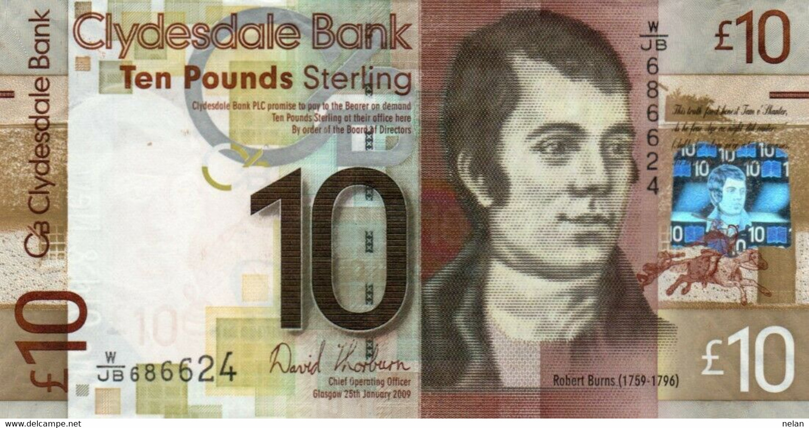 Bank Of Scotland  - SCOTLAND-TEN  POUNDS STERLING  2009  AUNC++ P-229 - 10 Ponden